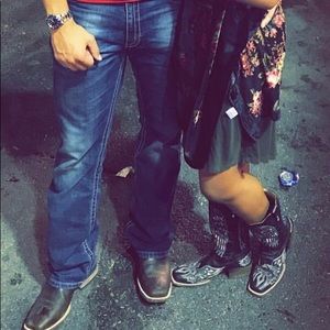 Black, White Cross & Wings Corral Boots